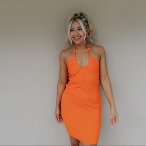 orange mini dress
